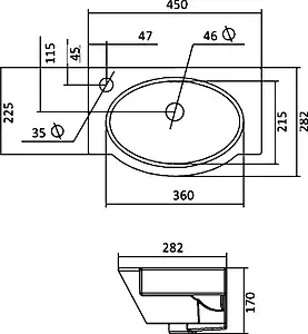 Раковина Santek Форум 45 белый 1WH110542 Раковина Santek Форум 45 белый 1WH110542, 2