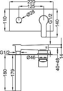 Смеситель для раковины из стены Cezares Dolce хром DOLCE-BLS2-01-W0, 2