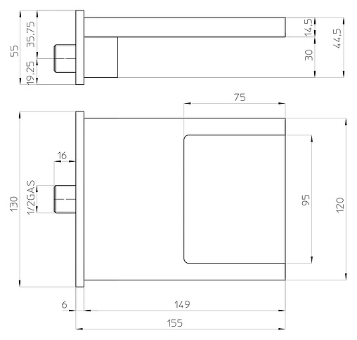 Лейка верхнего душа Bossini Bocca Cascata XL хром E88500.030