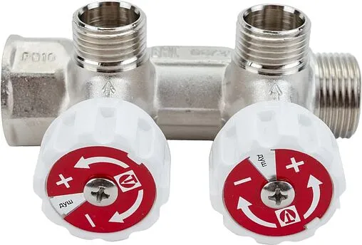 Коллектор регулирующий проходной 2 отвода ¾&quot;в/н x ½&quot;к Valtec VTc.570.N.0502