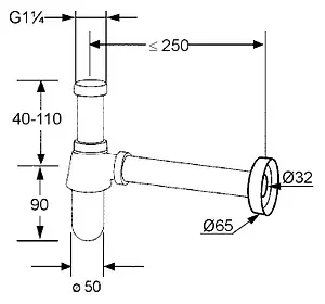Сифон бутылочный для раковины Kludi хром 1010505-00 Сифон бутылочный для раковины Kludi хром 1010505-00, 2