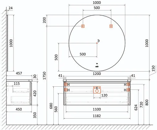 Тумба под умывальник подвесная Raval Welto 120 белый Wel.01.120/P/W/RL