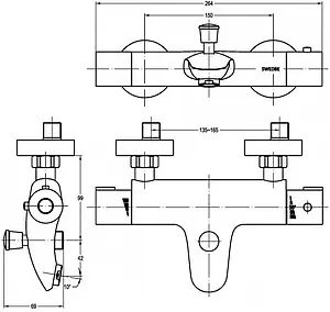 Термостат для ванны Swedbe Mercury хром 9035 Термостат для ванны Swedbe Mercury хром 9035, 2