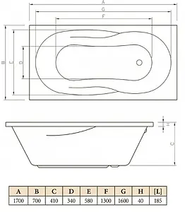 Ванна акриловая C-bath Vesta 170x70 CBQ005005 Ванна акриловая C-bath Vesta 170x70 CBQ005005, 2