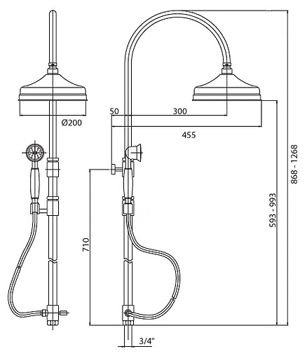 Душевая система без смесителя Cezares Elite хром ELITE-CAE-01-Bi