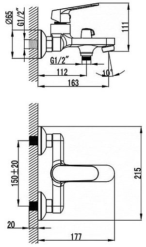 Смеситель для ванны SMARTsant Флай хром SM213503AA