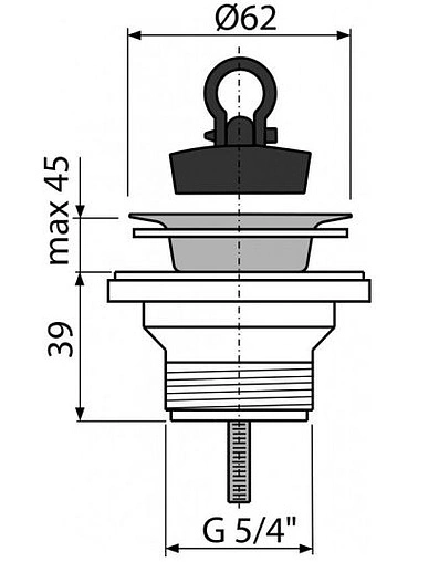 Выпуск для раковины с решеткой и пробкой AlcaPlast полированная сталь A31