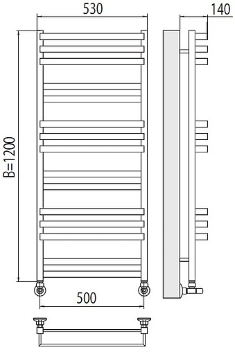 Полотенцесушитель водяной лесенка Terminus Линц П15 500х1200 полированная сталь 4630080268395