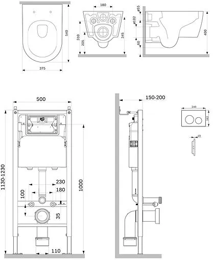 Комплект 6 в 1 Am.Pm Func FlashClean IS90138.8F1701 с кнопкой черный матовый