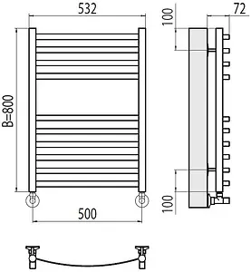 Полотенцесушитель водяной лесенка Terminus Авиэль П10 500х800 полированная сталь 4670078529015, 2