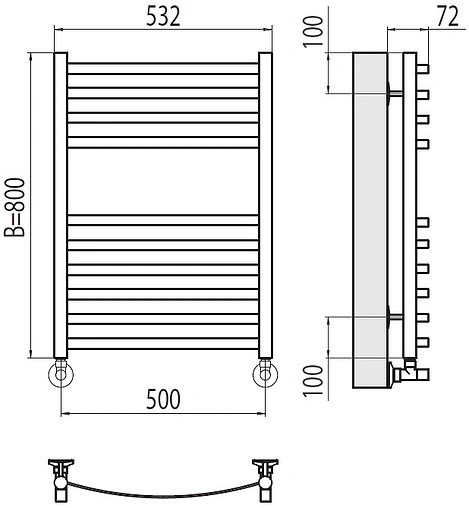 Полотенцесушитель водяной лесенка Terminus Авиэль П10 500х800 полированная сталь 4670078529015