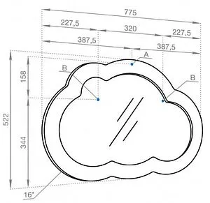 Зеркало Aquaton Каспер Облако 52 белый матовый 1A283602CRE20, 2