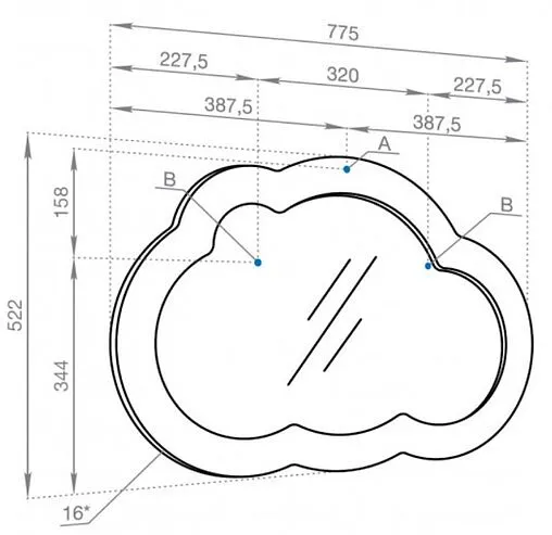 Зеркало Aquaton Каспер Облако 52 белый матовый 1A283602CRE20