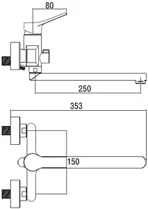 Смеситель для ванны с длинным изливом SMARTsant Эдванс хром SM273512AA Смеситель для ванны с длинным изливом SMARTsant Эдванс хром SM273512AA, 2