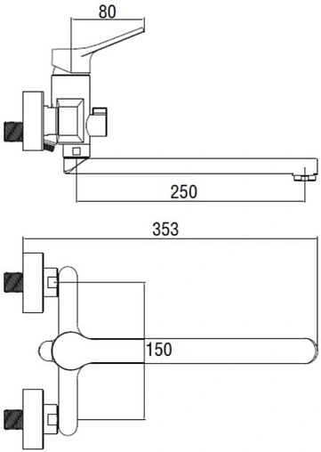 Смеситель для ванны с длинным изливом SMARTsant Эдванс хром SM273512AA Смеситель для ванны с длинным изливом SMARTsant Эдванс хром SM273512AA