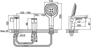 Смеситель на борт ванны на 3 отверстия D&K Berlin Steinbeis белый/хром DA1434916 Смеситель на борт ванны на 3 отверстия D&K Berlin Steinbeis белый/хром DA1434916, 2