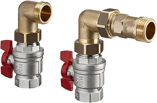 Комплект угловой шаровых кранов с фитингами 1&quot;в x 1&quot;н Oventrop Multidis SF 1404780
