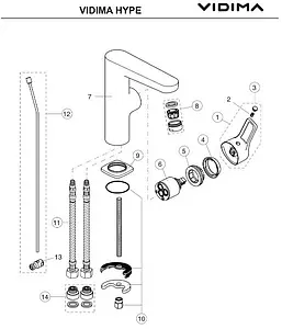 Смеситель для раковины Vidima Hype хром BA408AA Смеситель для раковины Vidima Hype хром BA408AA, 2
