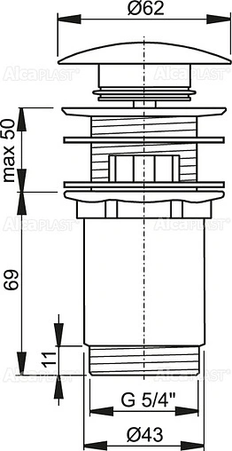 Выпуск автоматический для раковины с переливом AlcaPlast белый A392B