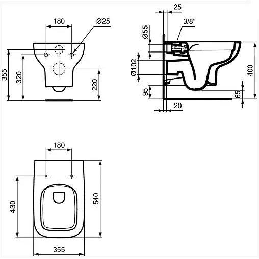 Унитаз подвесной безободковый с функцией биде Ideal Standard I.Life A RimLS+ белый T481801