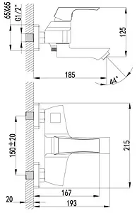 Смеситель для ванны Lemark Unit хром LM4514C Смеситель для ванны Lemark Unit хром LM4514C, 2
