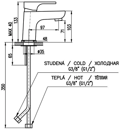 Смеситель для раковины Rav Slezak Yukon хром YU127.5K
