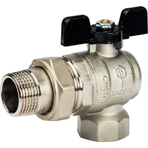 Кран шаровый с американкой угловой 1&quot;в x 1&quot;н Stout ГОСТ Р 59553-2021 SVB-0008-200025
