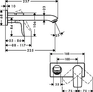 Смеситель для раковины из стены Hansgrohe Metris хром 31086000 Смеситель для раковины из стены Hansgrohe Metris хром 31086000, 2