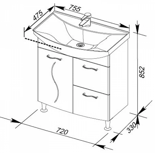 Раковина Aquanet Стиль 75 белый 00185345 Раковина Aquanet Стиль 75 белый 00185345