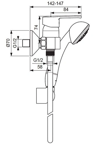 Смеситель для душа Vidima Uno хром BA237AA Смеситель для душа Vidima Uno хром BA237AA