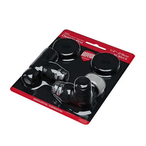 Комплект вентилей терморегулирующих трехосевых 15x1.0 x ½"н Royal Thermo Design Pro черный RATVXT11215BL Комплект вентилей терморегулирующих трехосевых 15x1.0 x ½"н Royal Thermo Design Pro черный RATVXT11215BL