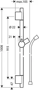 Душевая штанга Hansgrohe Unica S Puro 90 шлифованный никель 28631820 Душевая штанга Hansgrohe Unica S Puro 90 шлифованный никель 28631820, 2