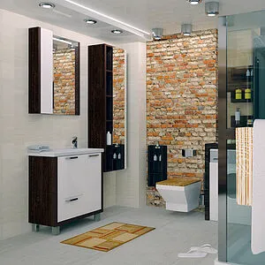 Шкаф-зеркало Aquaton Брайтон 80 L белый/венге 1A186102BR500 Шкаф-зеркало Aquaton Брайтон 80 L белый/венге 1A186102BR500, 4