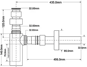 Сифон бутылочный для раковины Mc Alpine бронза CA32EU-AB, 2