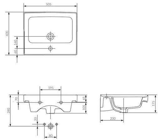 Раковина Cersanit Crea 50 белый P-UM-CRE50/1