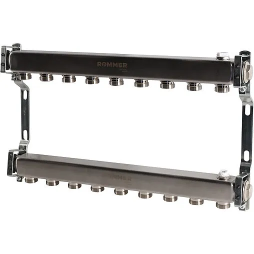 Группа коллекторная распределительная 9 отводов 1&quot;в/в x ¾&quot;ек Rommer RMS-4401-000009