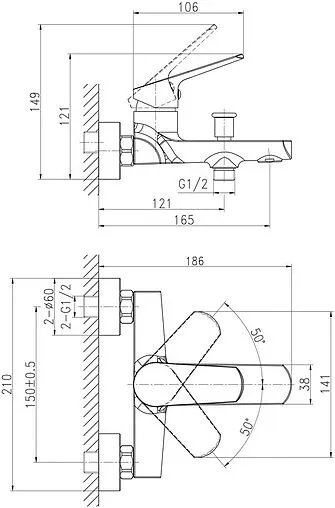 Смеситель для ванны Cersanit Flavis хром 64509