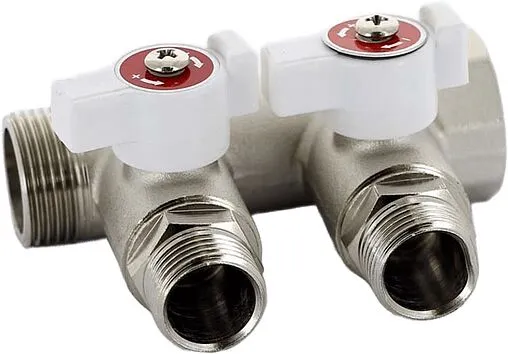 Коллектор запорный проходной 2 отвода ¾"в/н x ½"к Uni-fitt 420N3220 Коллектор запорный проходной 2 отвода ¾"в/н x ½"к Uni-fitt 420N3220