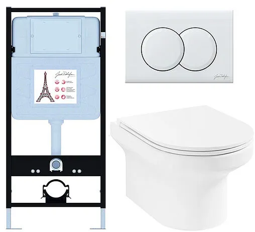 Комплект 6 в 1 Jacob Delafon Elite E21743RU-00 с кнопкой E36496-00 белый глянцевый