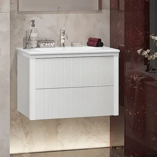 Тумба под умывальник подвесная Opadiris Рубинно 80 белый глянц 00-00007341