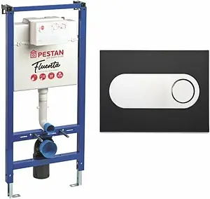 Инсталляция для подвесного унитаза Set 3 в 1 Pestan Fluenta SET40006356OB кнопки/белый, рамка/черный Инсталляция для подвесного унитаза Set 3 в 1 Pestan Fluenta SET40006356OB кнопки/белый, рамка/черный, 1