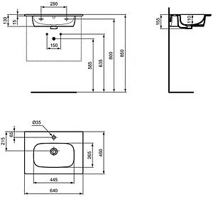Раковина Ideal Standard i.Life S Vanity 64 белый T461901 Раковина Ideal Standard i.Life S Vanity 64 белый T461901, 2