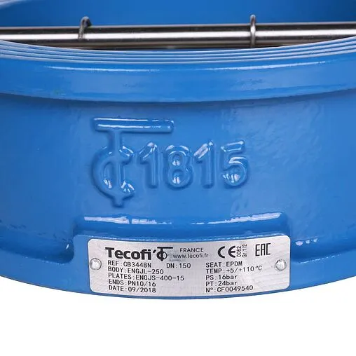 Клапан обратный поворотный двустворчатый межфланцевый Ду150 Ру16 Tecofi CB3448N-EP0150
