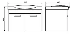 Тумба-умывальник подвесная Comforty Киото 75П белый/венге 00003132262CF Тумба-умывальник подвесная Comforty Киото 75П белый/венге 00003132262CF, 2