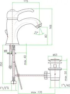 Смеситель для раковины Fiore Jafar бронза 47ZZ5221, 2