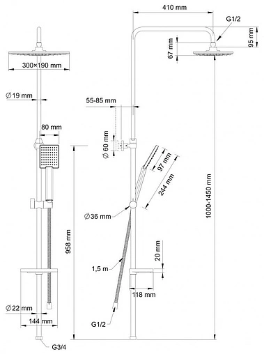 Душевая система без смесителя Swedbe Calypso хром 5068