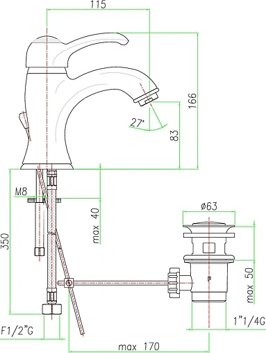 Смеситель для раковины Fiore Jafar бронза 47ZZ5221