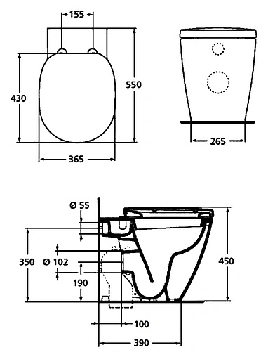 Унитаз приставной Ideal Standard Connect белый E803401 Унитаз приставной Ideal Standard Connect белый E803401