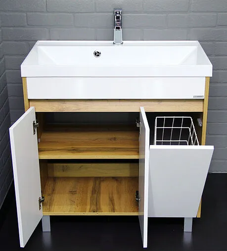 Тумба под умывальник напольная Домино Karlo 80 белый/дуб вотан DK5304T