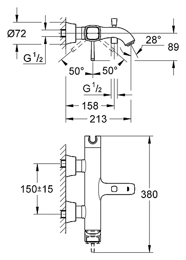 Смеситель для ванны Grohe Grandera хром 23317000